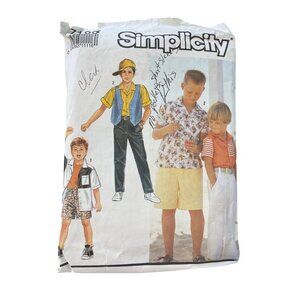 90s Simplicity 7188 Sewing Pattern Size 7-12 Boys Pants or Shorts Shirt Vest CUT